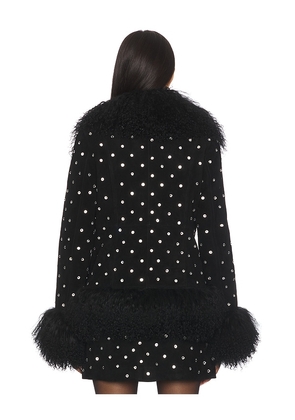 Susanna Chow Dorothy Diamante Suede Coat in Black. Size S. Also in M.
