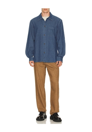 Rhythm Textured Wale Long Sleeve Shirt in Blue. Size M. Also in S, XL/1X.