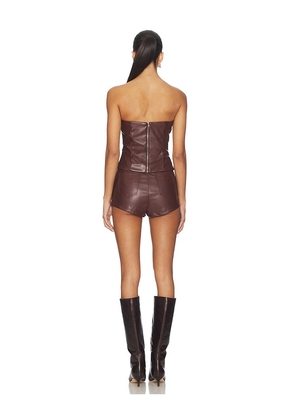 superdown Kayla Faux Leather Short Set in Brown. Size M. Also in XS.