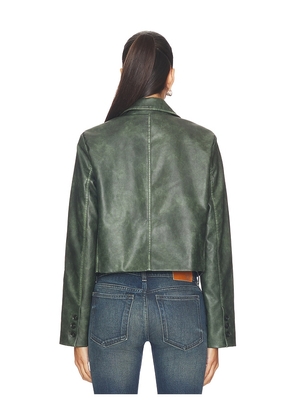 superdown Blakely Faux Leather Jacket in Army. Size M. Also in S, XS, XL.