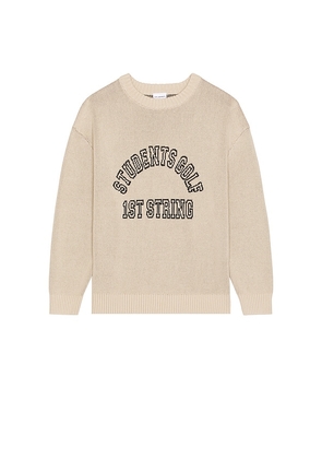 Students Golf 1st String Knit Crew Sweater in Cream. Size M. Also in S, L, XL/1X.