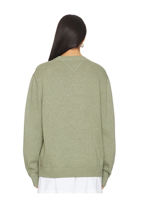 Tommy Jeans Melange Flag Sweater in Sage. Size M. Also in S, XL/1X.