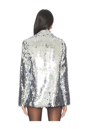 SIMONMILLER Leon Sequin Blazer in Metallic Silver, grey. Size S. Also in XS, XXS.