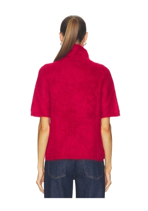 Soft Goat Brushed Short Sleeve Turtleneck in Red. Size M. Also in S, XS, L.