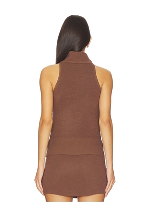 SOVERE Elsa Knit Top in Brown. Size M. Also in S, L, XL.
