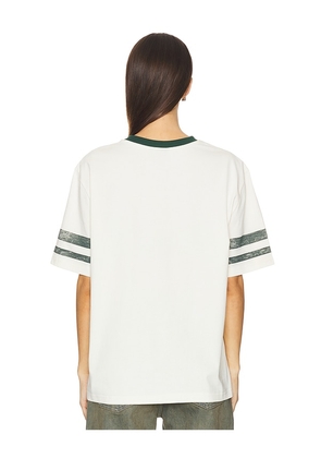 The Wild Collective Packers Drop Shoulder Vintage Tee in Cream. Size M. Also in XS, S.
