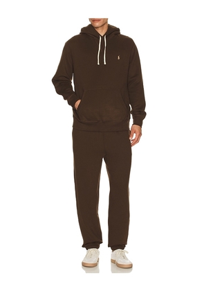 Polo Ralph Lauren Long Sleeve RL Fleece Pullover Hoodie in Brown. Size XL/1X. Also in S, XXL/2X.