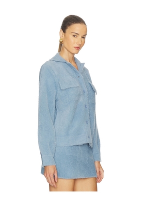 Susana Monaco Fuzzy Sweater Cargo Jacket in Baby Blue. Size M. Also in S, XS, L.