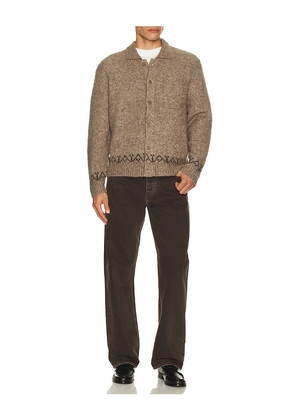 Percival Novel Collared Cardigan in Brown. Size L. Also in S, XL/1X, XL.