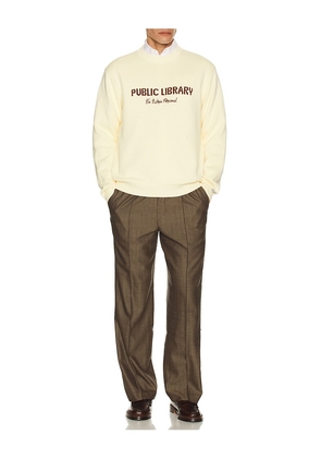 Percival Public Library Knitted Crew Jumper in Cream. Size S. Also in M, L, XL/1X.