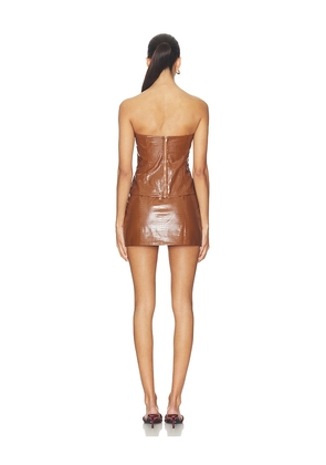 superdown Nadira Faux Leather Skirt Set in Brown. Size M. Also in XS, S, L.