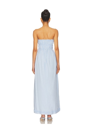 SNDYS Ines Strapless Maxi Dress in Baby Blue. Size L. Also in M, S, XL, XS, XXL, XXS.