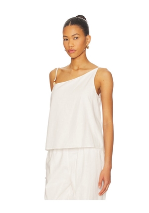 SNDYS Ismene One Shoulder Top in White. Size L. Also in M, S, XL, XXL, XXS.