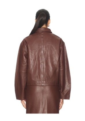 St. Agni Leather Cocoon Jacket in Brown. Size M. Also in S.