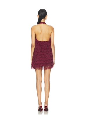 ROAME. x REVOLVE Raffaella Fringe Dress in Burgundy. Size M. Also in XS, S.