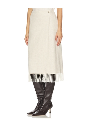 Polo Ralph Lauren Fringe Herringbone Wrap Skirt in Cream. Size 12. Also in 14, 18.