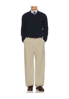 Polo Ralph Lauren Lux Merino Johnny Collar Sweater in Navy. Size S. Also in XL/1X, XXL/2X.