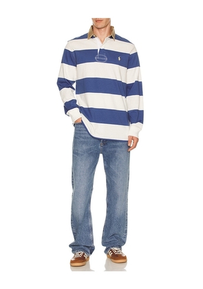 Polo Ralph Lauren Long Sleeve Collared Rugby Shirt in Blue. Size XL/1X. Also in L.