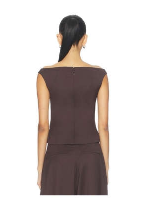 REMAIN Off Shoulder Suiting Top in Brown. Size 34. Also in 32, 36, 38.