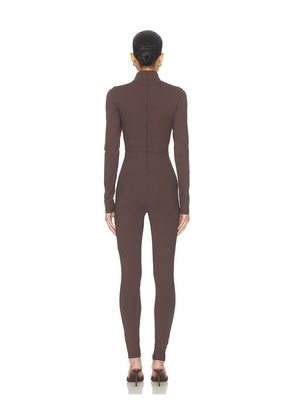 Susana Monaco Carryover Mock Neck Jumpsuit in Chocolate. Size M. Also in S, XS, L, XL.