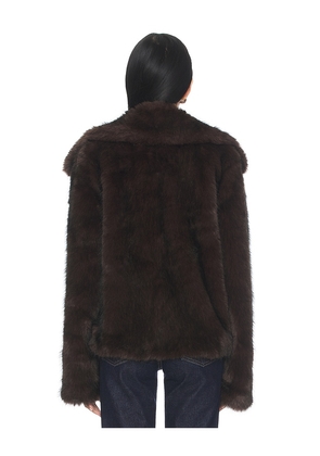 SNDYS Leila Faux Fur Jacket in Chocolate. Size XXS. Also in XS, S, M, L, XL, XXL.