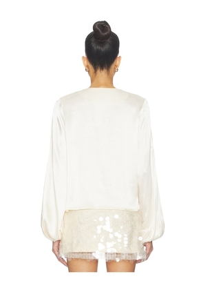 SNDYS Lucille Tie Front Long Sleeve Top in Ivory. Size M. Also in S, XXS, XS, L, XL, XXL.