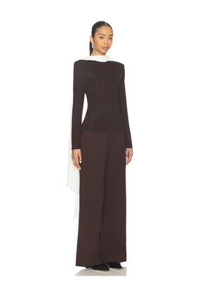 ROTATE Long-sleeved Scarf Top in Brown. Size 34. Also in 32, 36.