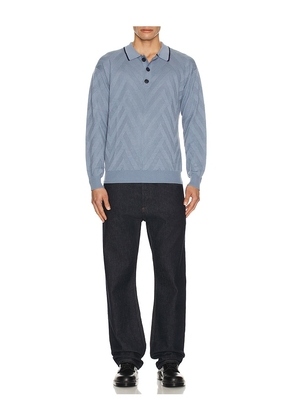 Scotch & Soda Structure Long Sleeve Polo in Blue. Size S. Also in M.