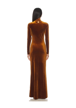 SEROYA Viola Velvet Dress in Metallic Bronze. Size S. Also in XS.
