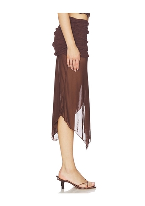 Tiger Mist Zinnia Midi Skirt in Chocolate. Size M. Also in XS.