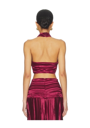 Sonya Moda Joelle Plisse Halter Top in Wine. Size M. Also in S, L.