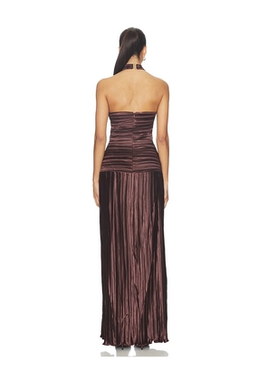 Sonya Moda Ariana Plisse Dress in Brown. Size M. Also in XS, S, XL.