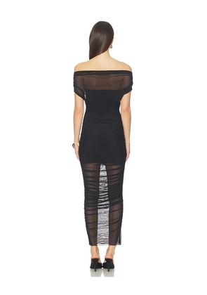 SEROYA Noel Mesh Midi Dress in Black. Size M. Also in L, S, XS, XXS.