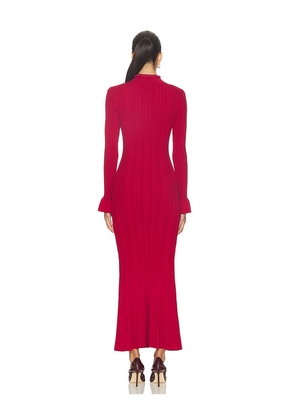 self-portrait Red Pearl Trim Knit Midi Dress in Red. Size S. Also in L, M, XS.