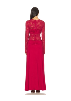 Runaway The Label Larna Lace Long Sleeve Maxi Dress in Red. Size M. Also in L, S, XS.