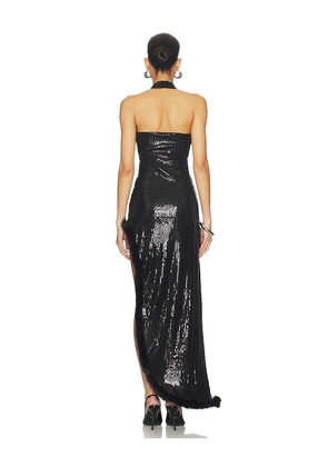 Runaway The Label Courtney Faux Fur Trim Maxi Dress in Black. Size M. Also in S, XS.