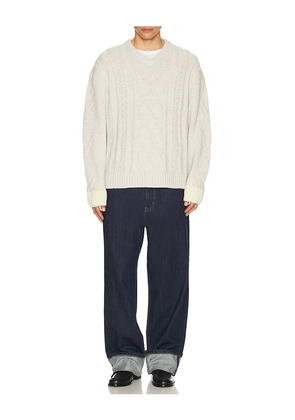 Scotch & Soda V-Neck Chunky Cable Loose Fit Pullover in Grey. Size S. Also in XL/1X.
