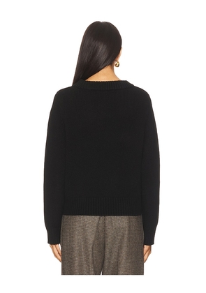 Soft Goat Chunky V-neck Sweater in Black. Size M. Also in XS, L.
