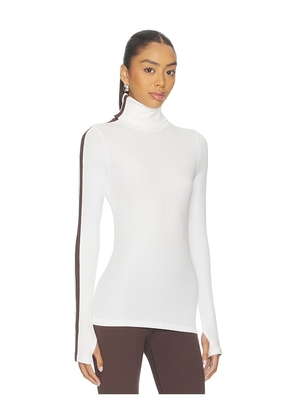Splits59 Jackson Rib Full Length Turtleneck Top in White,Brown. Size M. Also in S, XS, L, XL.