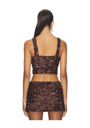 SNDYS Asher Sequin Crop Top in Chocolate. Size M. Also in L, S, XL, XXL.