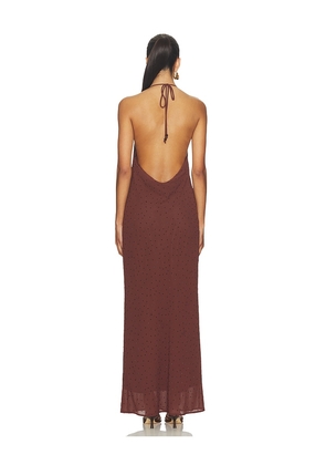 SNDYS Nadene Diamante Halter Maxi Dress in Wine. Size M. Also in S, XS.