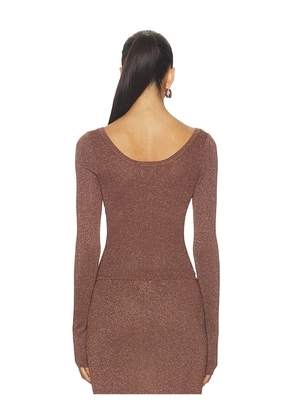 SNDYS Rumer Long Sleeve Knit Top in Chocolate. Size M. Also in L, S, XL, XXL.