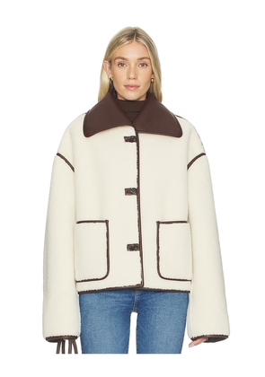 Tularosa Margot Reversible Jacket in Brown,Cream. Size XL. Also in XS, S, M.