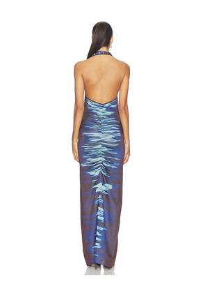 PH5 Rohu Lake Print Long Dress in Blue. Size M. Also in XS, S, L, XL.
