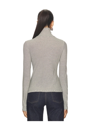 perfectwhitetee Cindy Stripe Jersey Turtleneck in Black,White. Size S. Also in M.