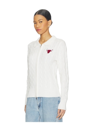 Terez x REVOLVE X Revolve Bulls Zip Knit Cardigan in White. Size M. Also in XXS, XS, S, L, XL.