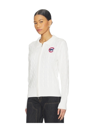 Terez x REVOLVE Chicago Cubs Zip Knit Cardigan in White. Size M. Also in XXS, XS, S.