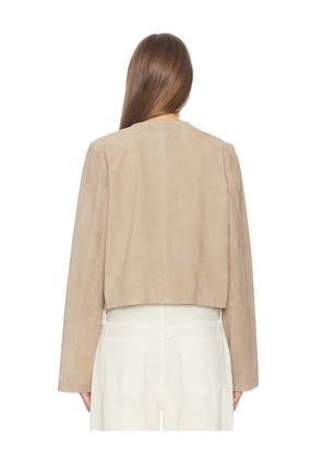 SRG Jemma Suede Jacket in Taupe. Size L. Also in S, XS, M, XL.