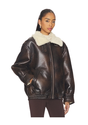 superdown Georgiana Faux Leather Jacket in Brown. Size M. Also in XXS, XS, S, L, XL.
