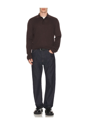 SAMSOE SAMSOE Sarowan Long Sleeve Polo in Chocolate. Size M. Also in XXL/2X.